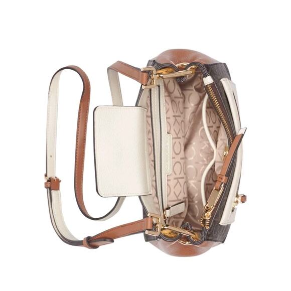 Calvin Klein Hadley Triple Compartment Crossbody, Brown/Khaki/Caramel/White - Picture 4 of 4